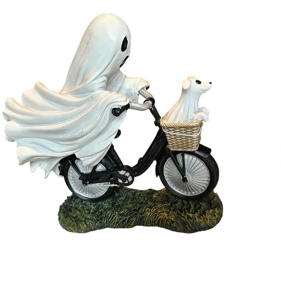 NWT Viral Ghost and Dog Bicycle Figurine - Picture 1 of 4